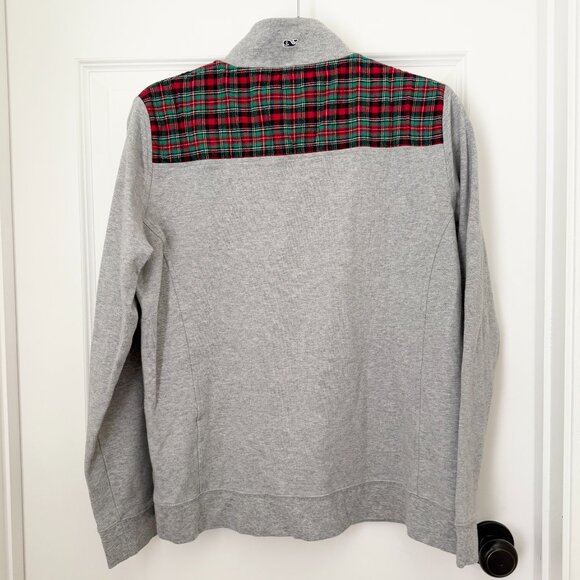 Women Vineyard Vines 1/4 Zip Pullover Sweatshirt Plaid Light Gray Size Large - Picture 2 of 9